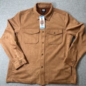 Frye Jacket Mens L Faux Suede Shirt Jacket Shacket Snap Toffee
